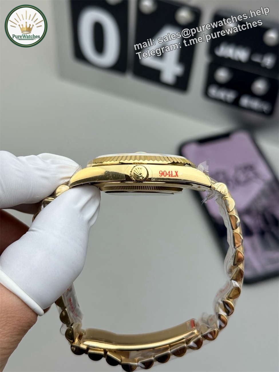 Rolex Day-Date 40 Green Replica (QF Factory) – 195g Heavy Tungsten Gold - Image 5