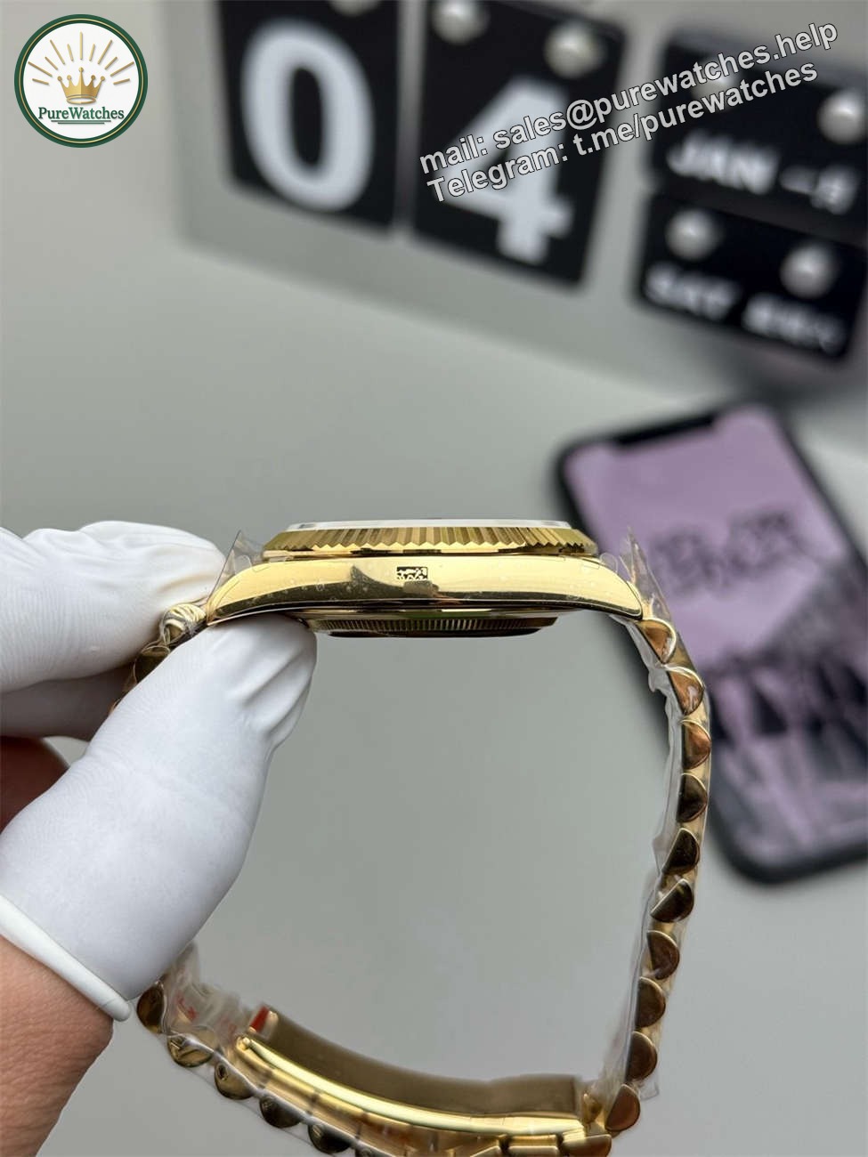 Rolex Day-Date 40 Green Replica (QF Factory) – 195g Heavy Tungsten Gold - Image 6