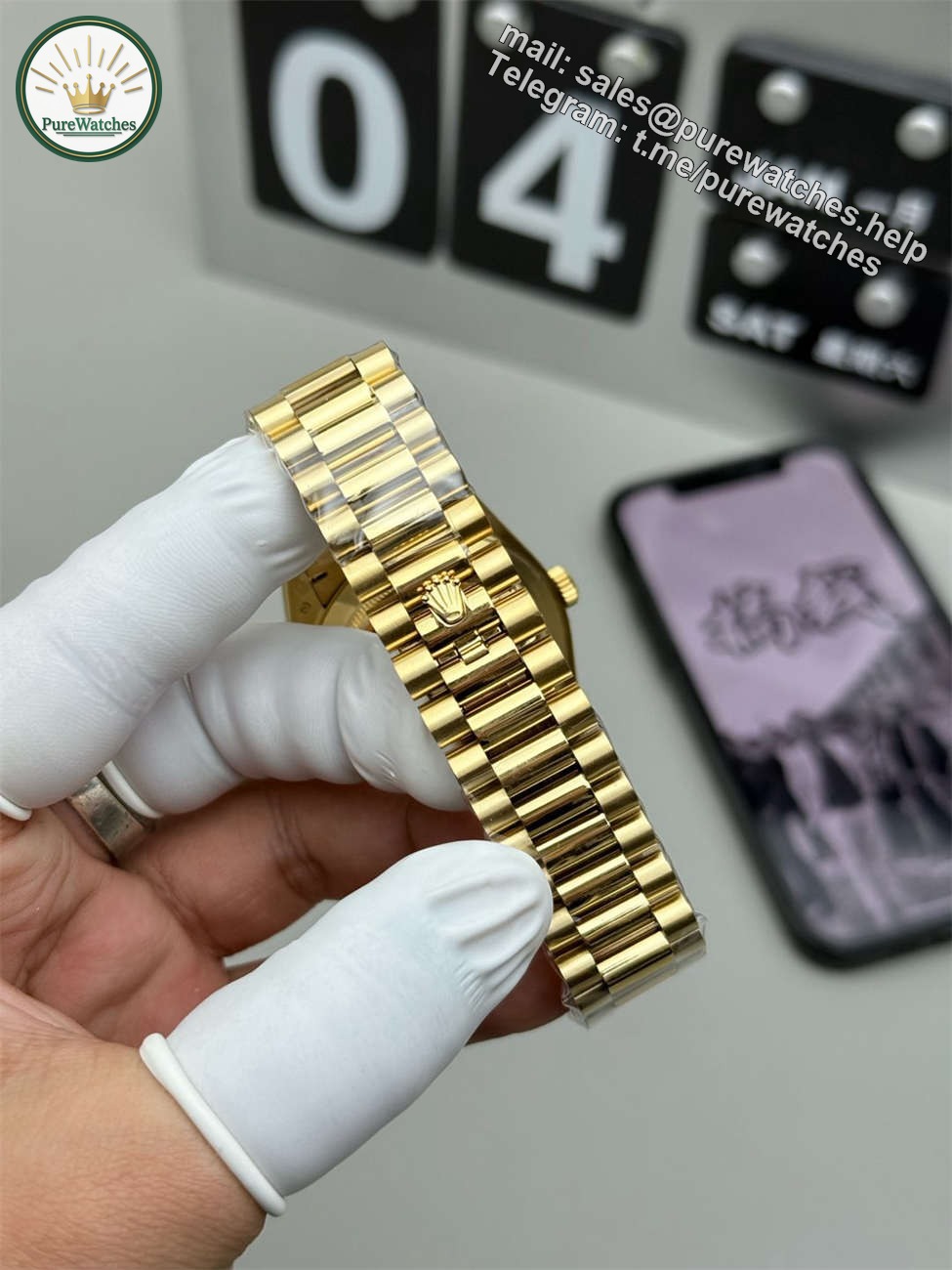 Rolex Day-Date 40 Green Replica (QF Factory) – 195g Heavy Tungsten Gold - Image 7