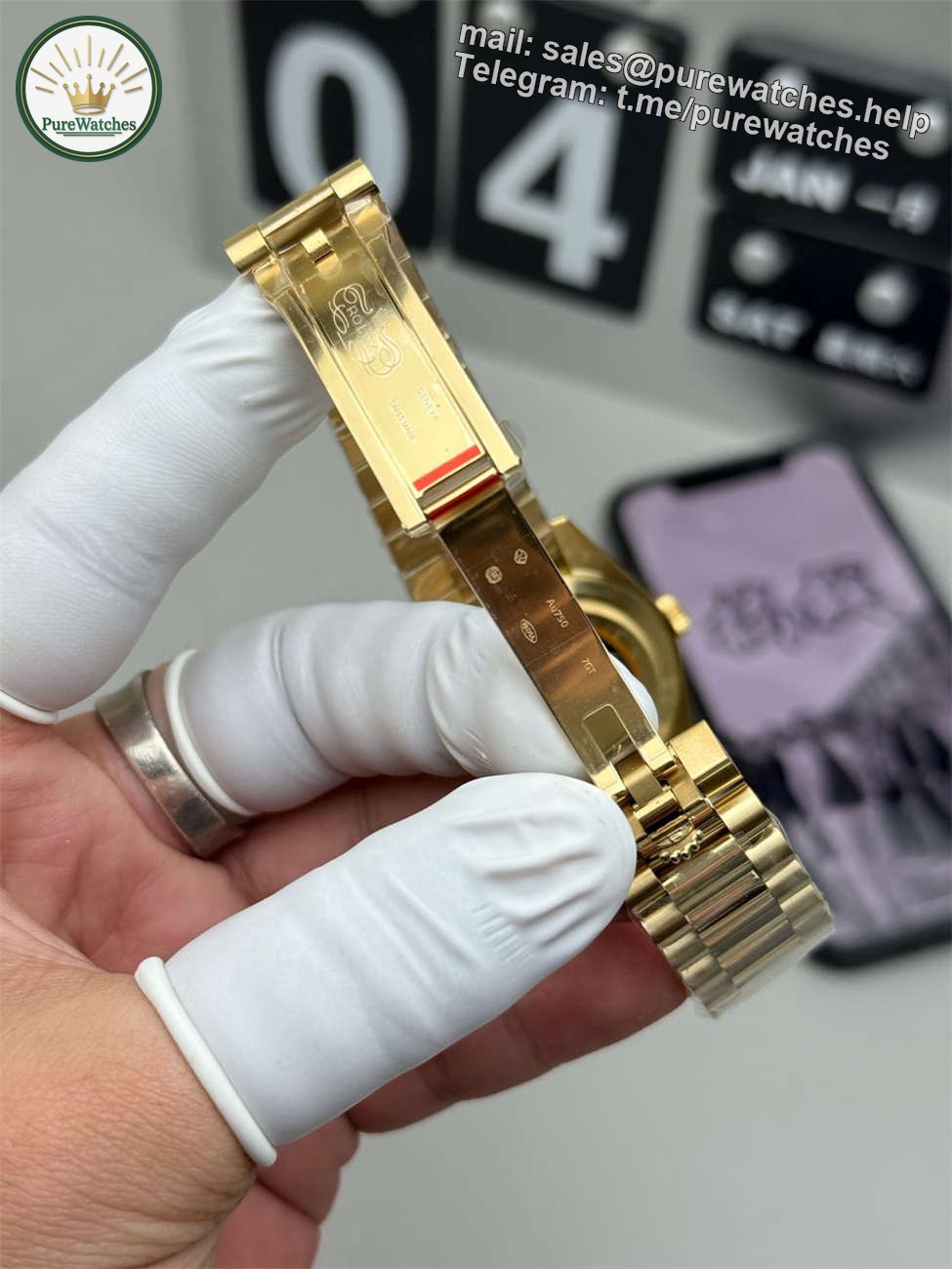 Rolex Day-Date 40 Green Replica (QF Factory) – 195g Heavy Tungsten Gold - Image 8
