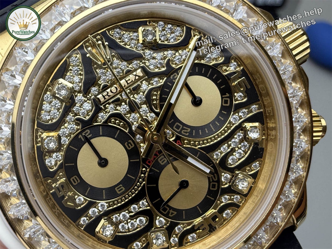 Rolex Daytona 116588 TBR Replica – Custom Diamond Dial Yellow Gold Chronograph - Image 4
