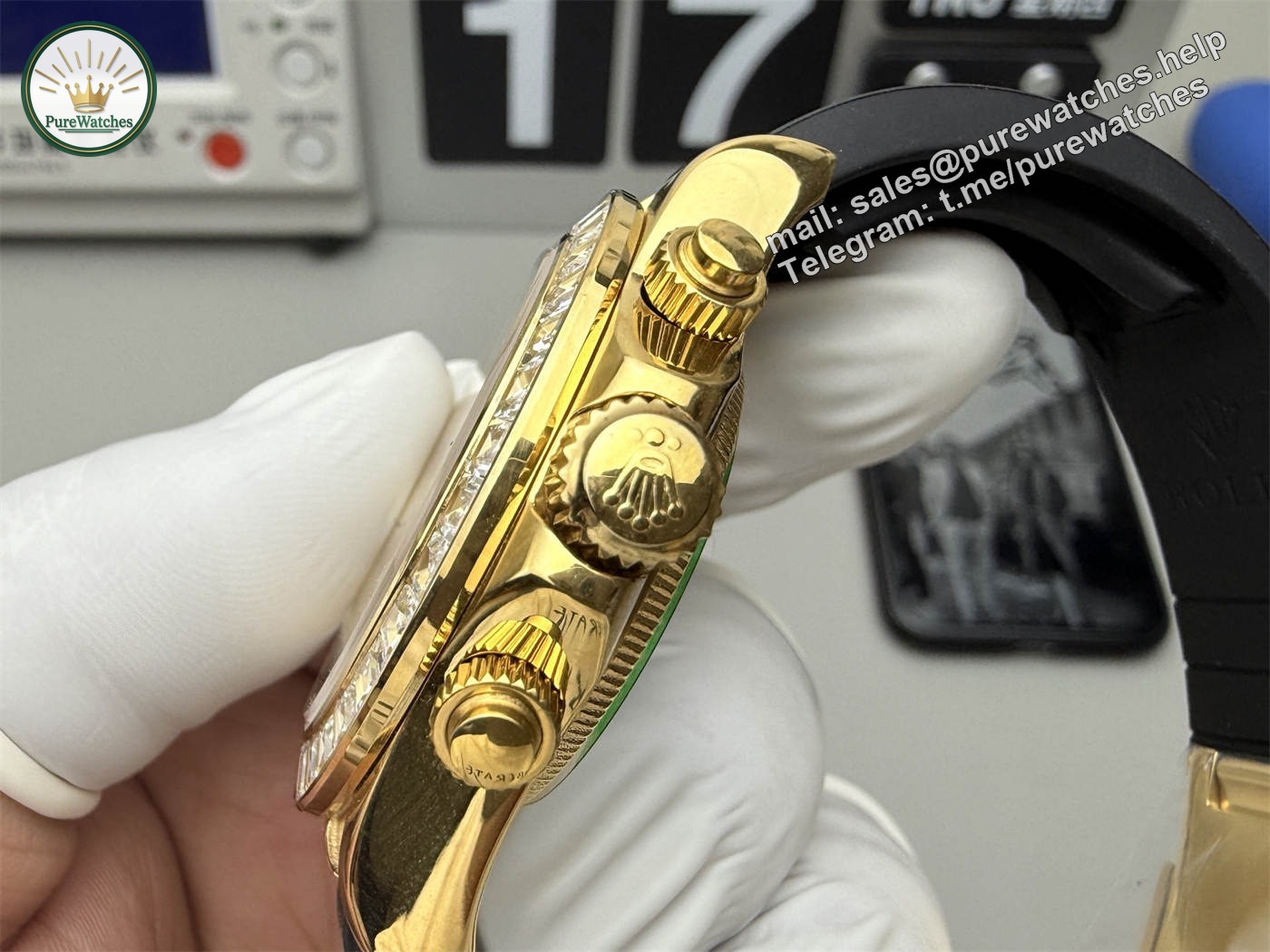 Rolex Daytona 116588 TBR Replica – Custom Diamond Dial Yellow Gold Chronograph - Image 6