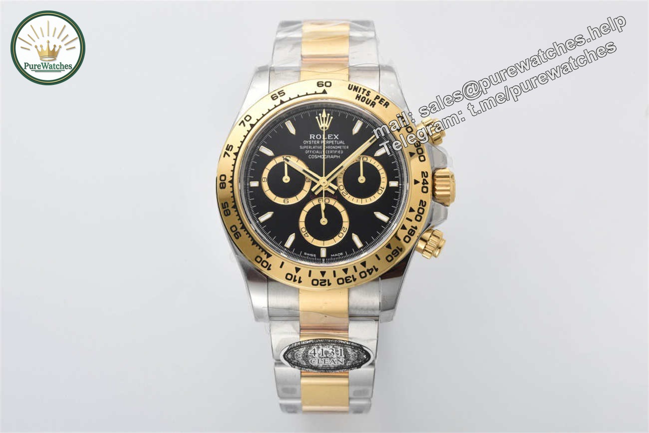 Clean Factory Rolex Daytona 126503 Replica �C New Two Tone Black Dial (4131 Movement)