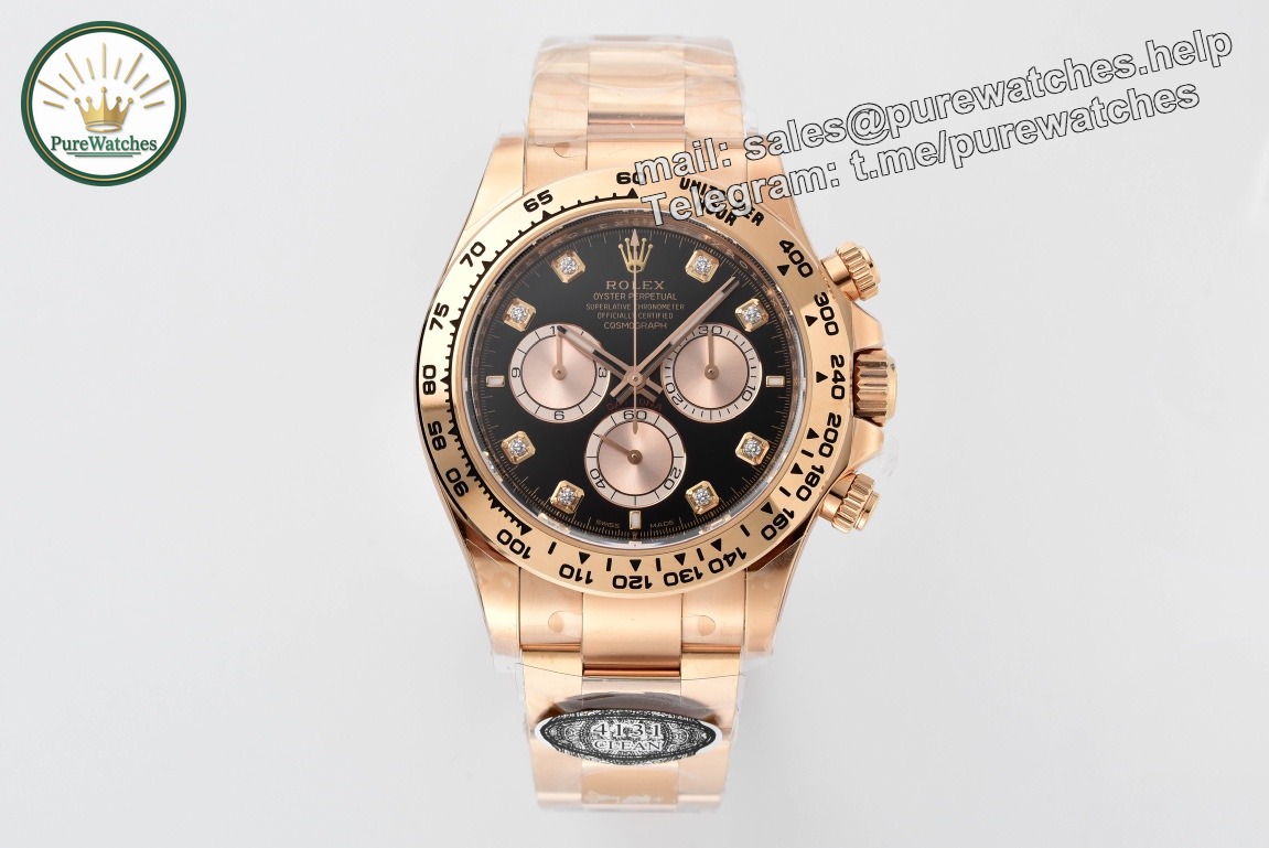 Clean Factory Rolex Daytona 126505 Diamond Dial Replica �C Rose Gold (4131 Movement)