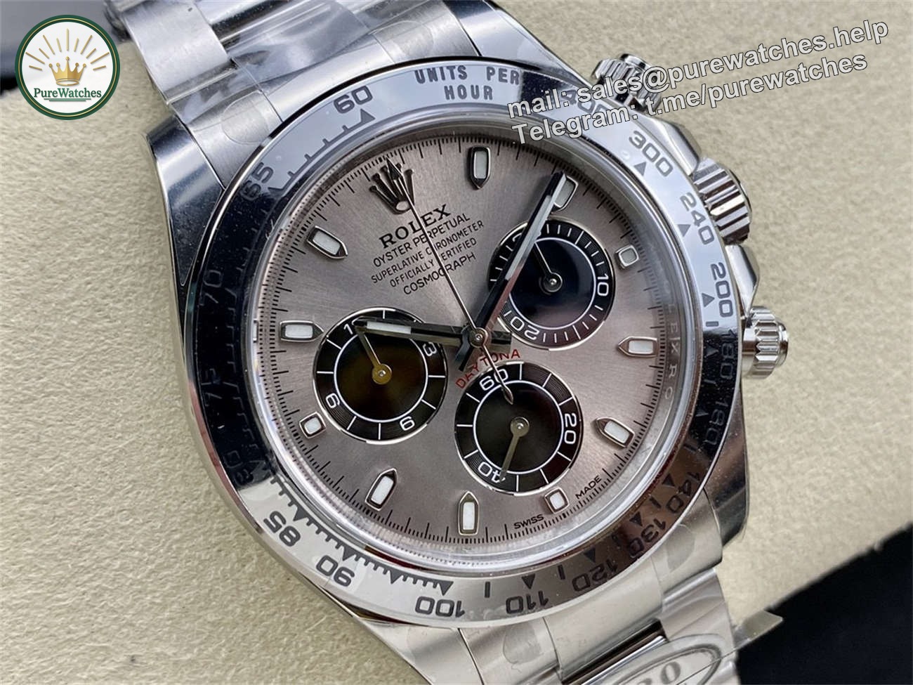 Rolex Daytona Cement Dial Replica �C Clean Factory White Gold Bracelet - Image 2