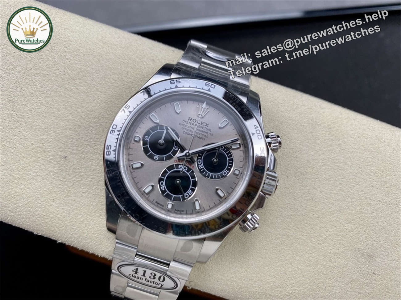 Rolex Daytona Cement Dial Replica �C Clean Factory White Gold Bracelet - Image 4