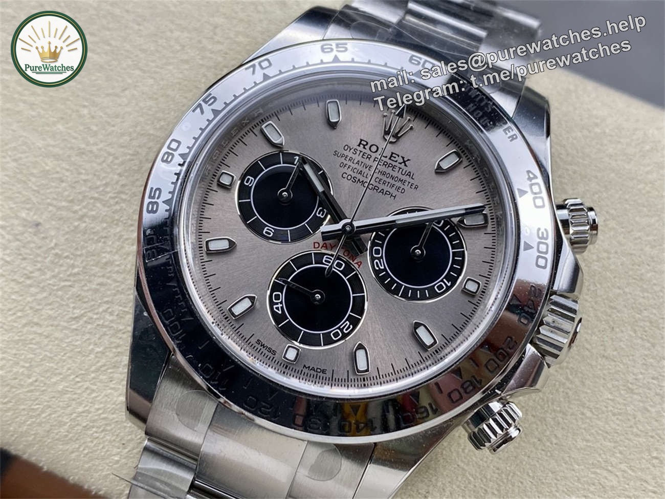 Rolex Daytona Cement Dial Replica �C Clean Factory White Gold Bracelet - Image 5