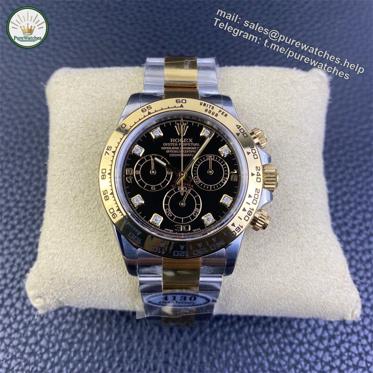 Clean Factory Rolex Daytona Diamond Dial Replica �C 116503 Two Tone (Dandong 4130)