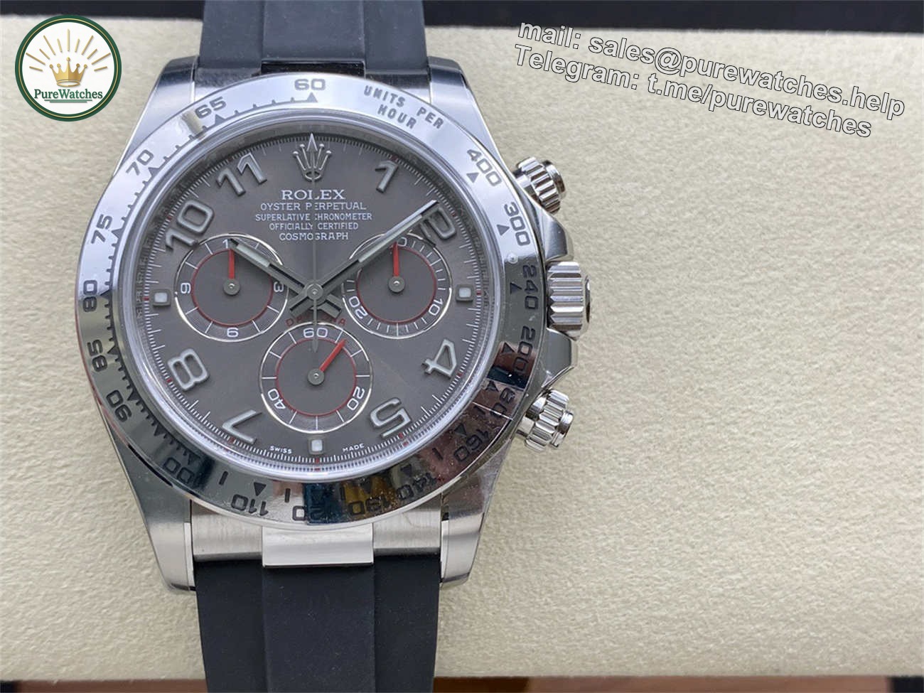 Rolex Daytona Grey Dial �C Clean Factory White Gold Chronograph Replica