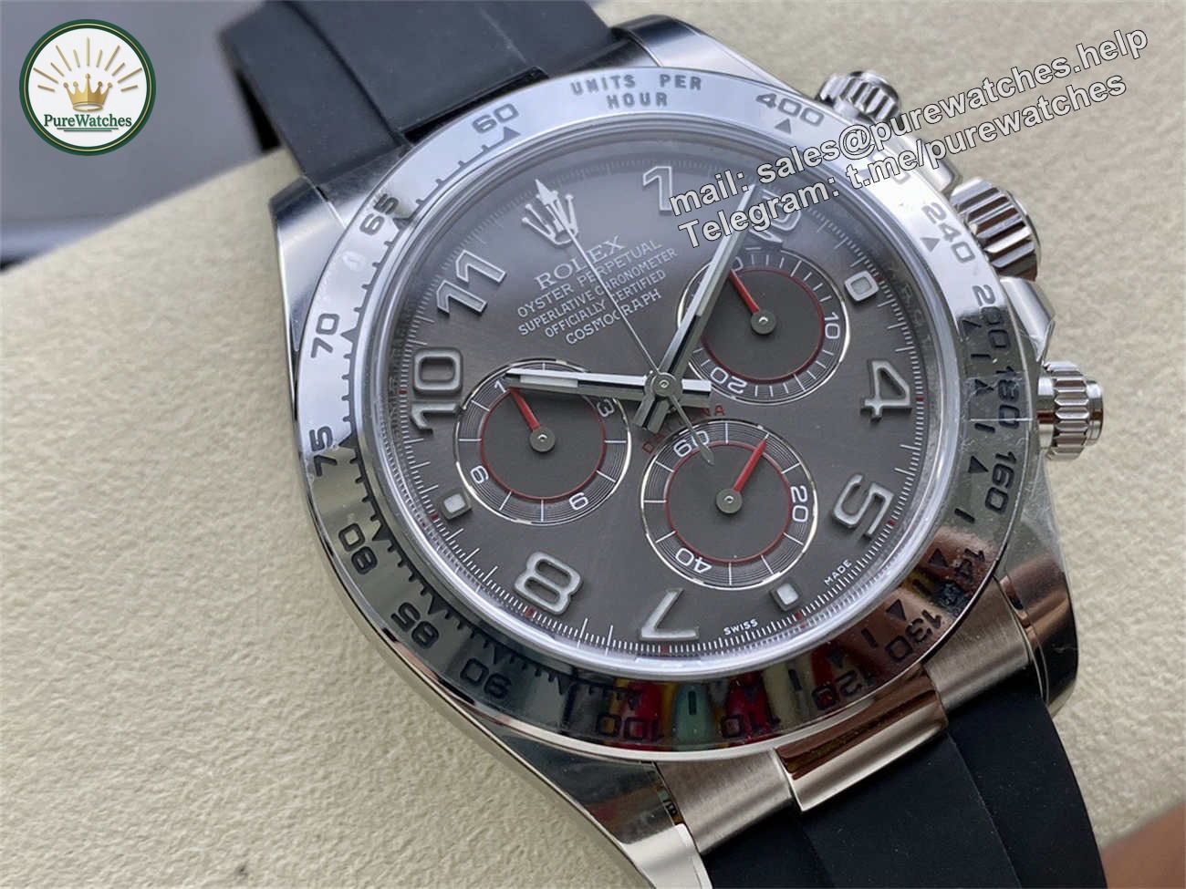 Rolex Daytona Grey Dial �C Clean Factory White Gold Chronograph Replica - Image 2