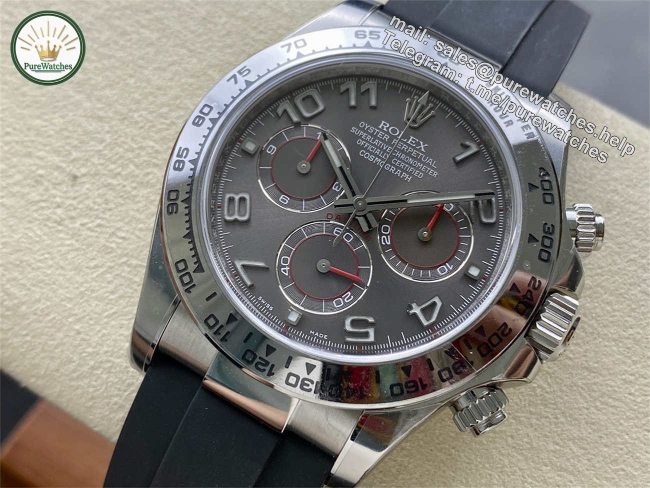 Rolex Daytona Grey Dial �C Clean Factory White Gold Chronograph Replica - Image 3