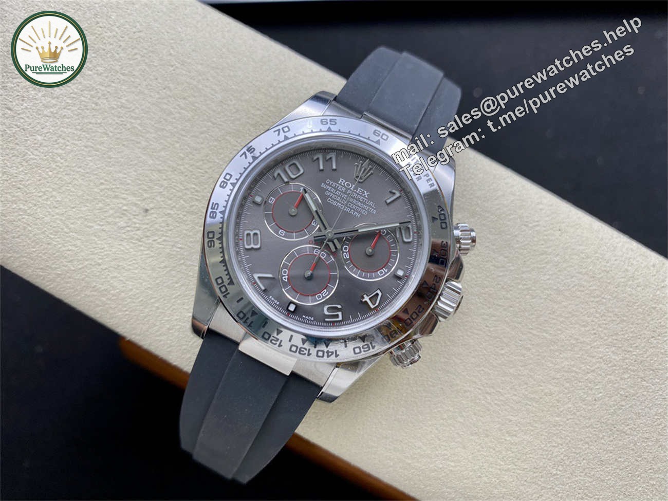 Rolex Daytona Grey Dial �C Clean Factory White Gold Chronograph Replica - Image 4