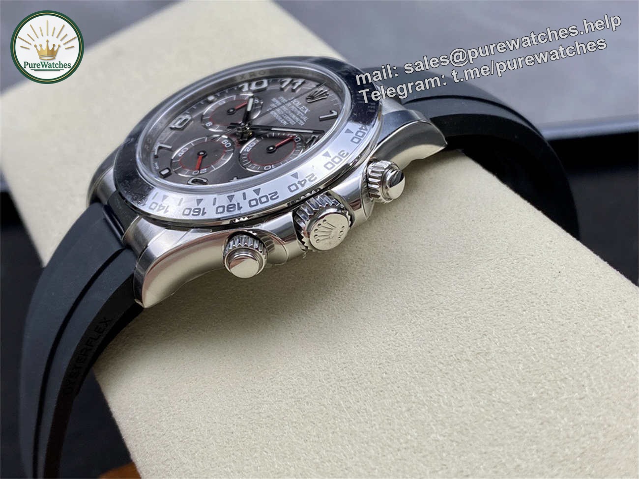 Rolex Daytona Grey Dial �C Clean Factory White Gold Chronograph Replica - Image 6