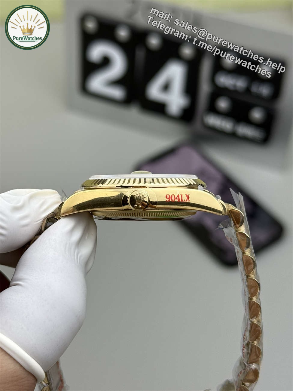 Rolex President 36mm Replica (QF Factory) – 158g Tungsten Green Ombré Diamond - Image 3
