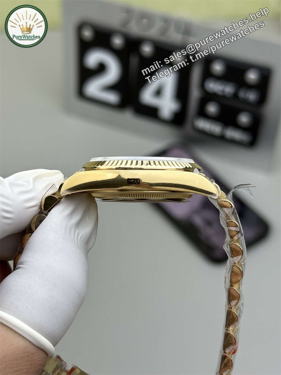 Rolex President 36mm Replica (QF Factory) – 158g Tungsten Green Ombré Diamond - Image 4
