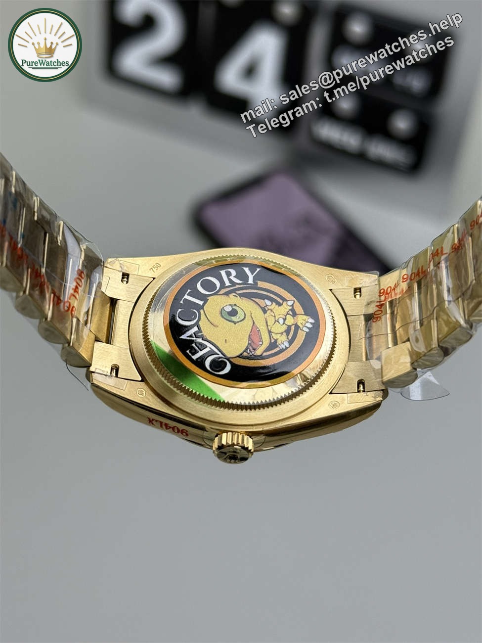 Rolex President 36mm Replica (QF Factory) – 158g Tungsten Green Ombré Diamond - Image 6