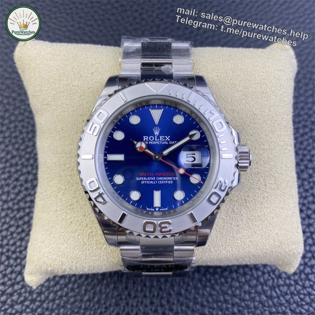 Rolex Yacht-Master Blue Dial Replica – Clean Factory 40mm Platinum Bezel 3235 Clone