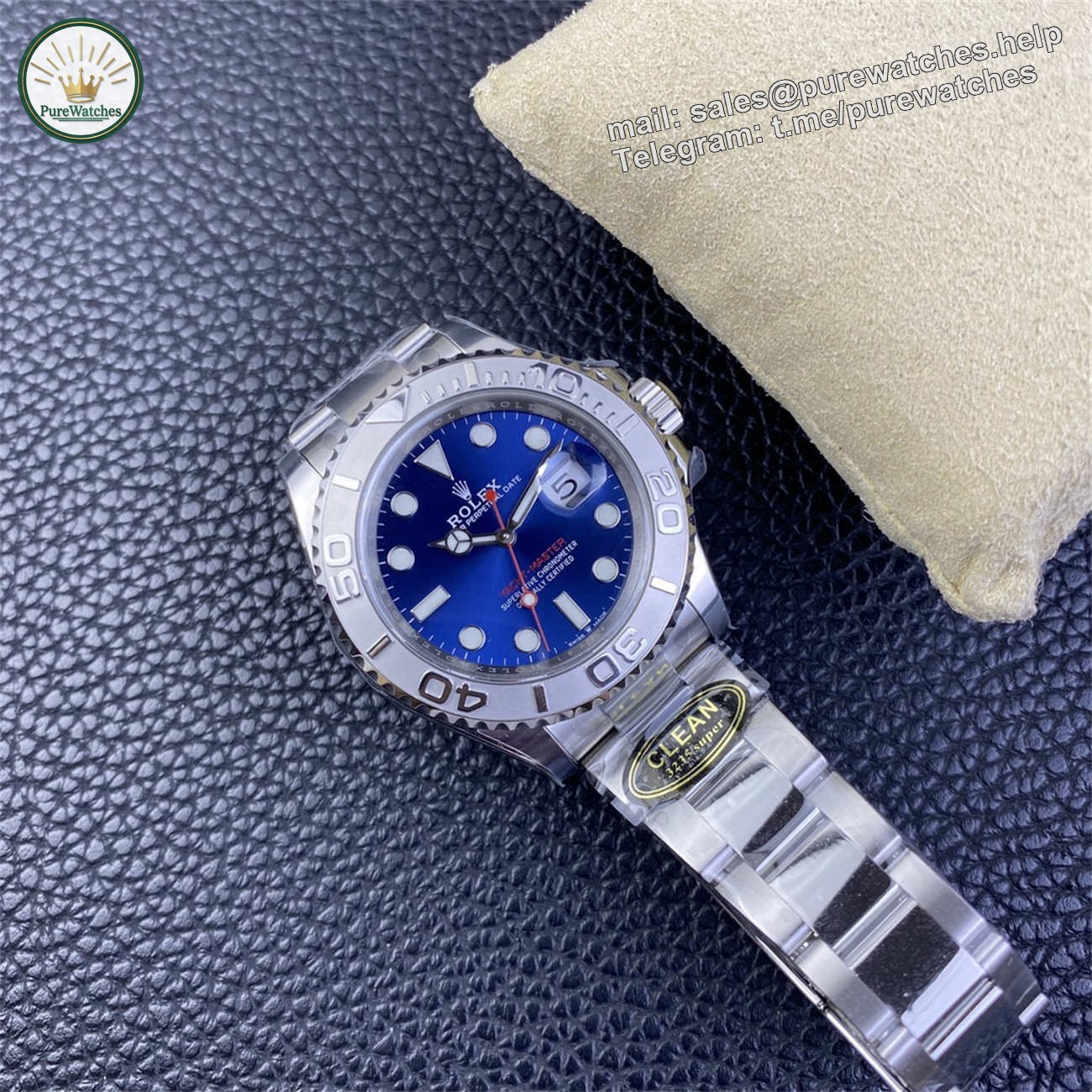 Rolex Yacht-Master Blue Dial Replica – Clean Factory 40mm Platinum Bezel 3235 Clone - Image 2