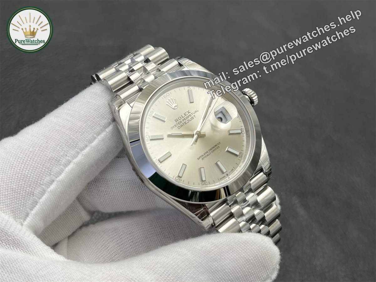 Silver Datejust 41 Replica – Premium 41mm VS Factory Jubilee Bracelet Silver Dial Rolex Clone - Image 4
