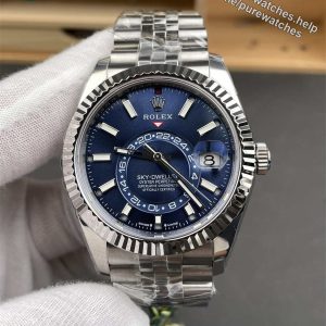 Sky Dweller Blue Dial Replica – ZF Factory 42mm Steel Automatic with Jubilee Bracelet