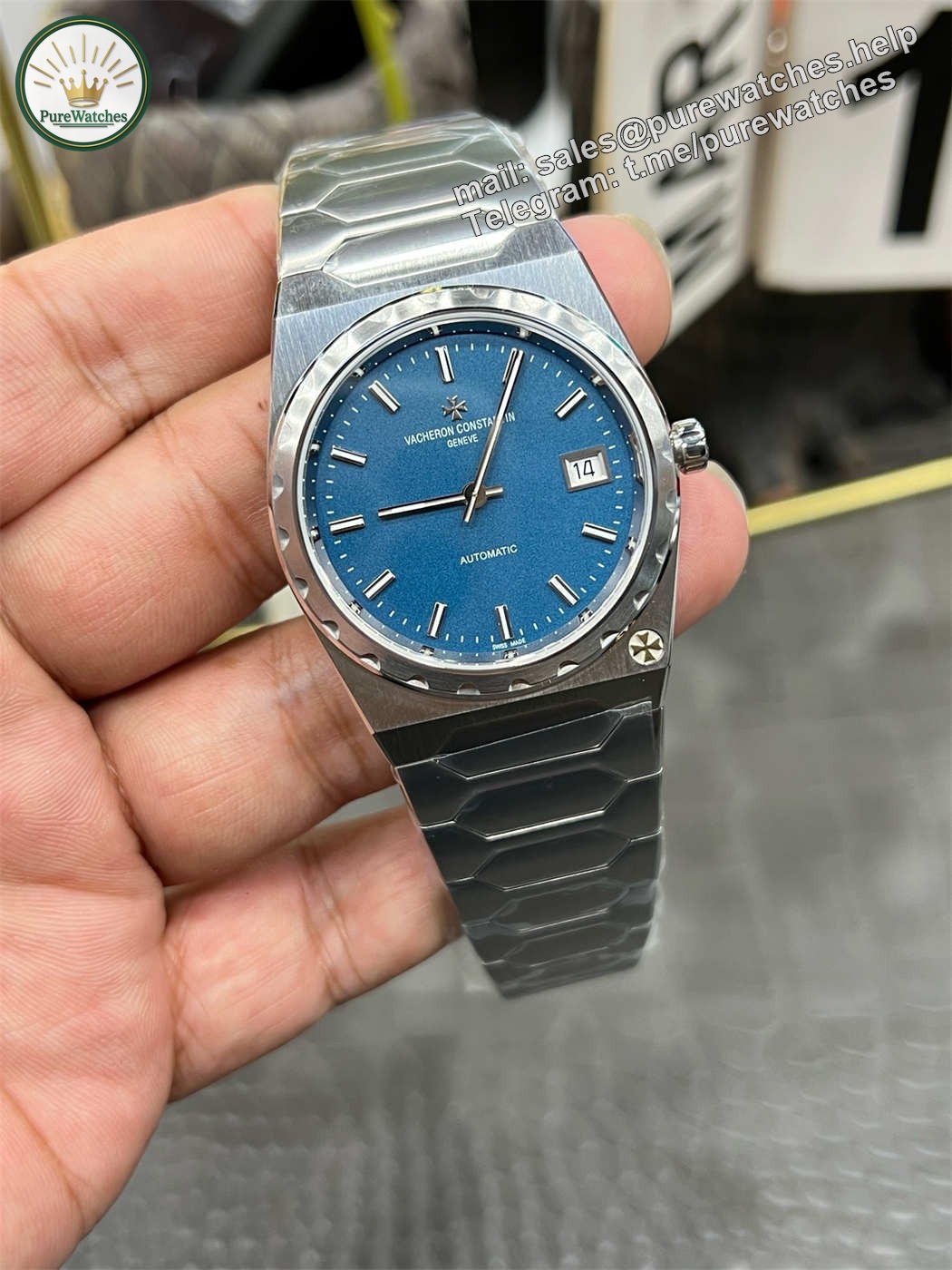 VC 222 Blue Dial Replica (Stainless Steel) – V9 Factory - Image 4