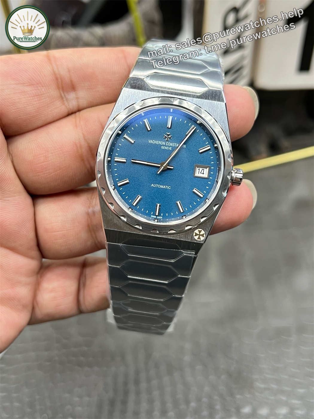VC 222 Blue Dial Replica (Stainless Steel) – V9 Factory - Image 5