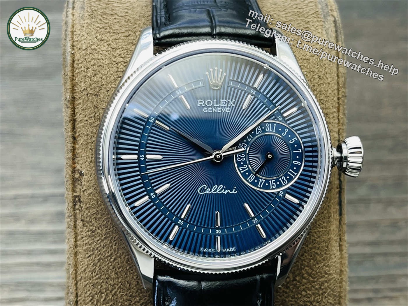 VR Factory Rolex Cellini Blue Dial Replica – M50519-0015 White Gold 39mm - Image 4