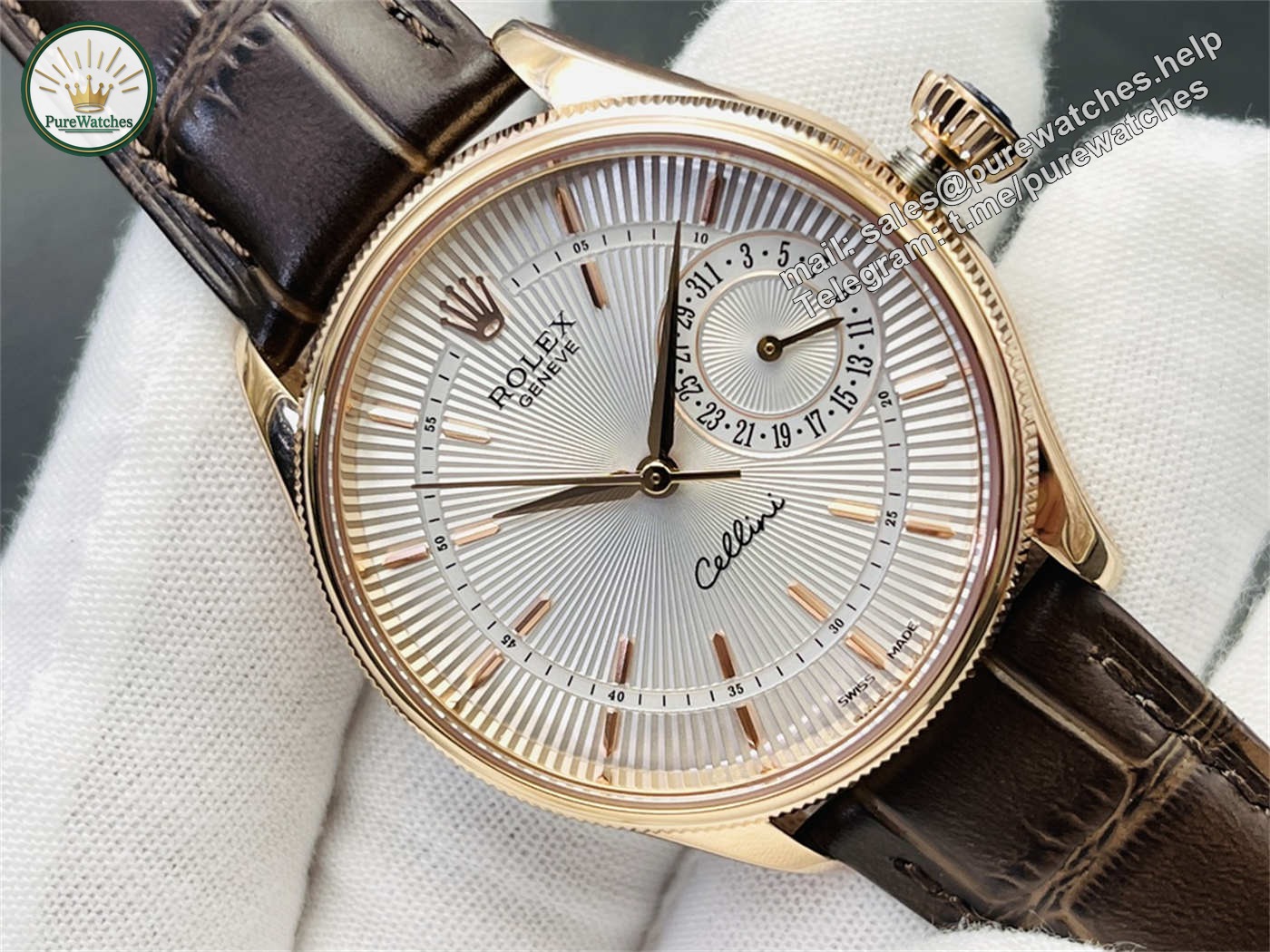 VR Factory Rolex Cellini Replica – M50515-0009 Rose Gold White Dial 39mm - Image 3