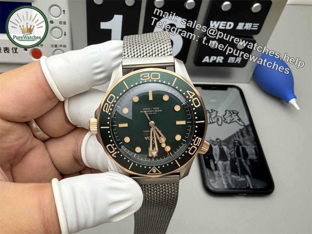 VS Factory Omega Seamaster Green Titanium – Full Titanium Case, Green Dial, 42mm Diver Watch