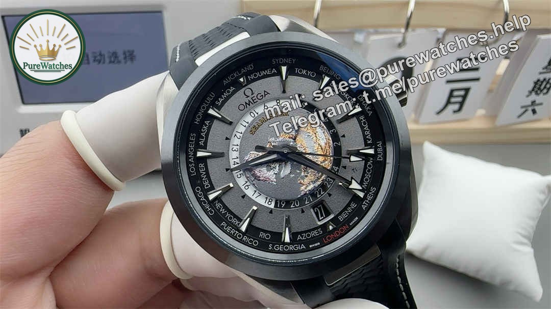 VS Factory Omega Worldtimer – 43mm Ceramic Bezel, Rubber Strap, Cal.8938 Integrated Movement - Image 3