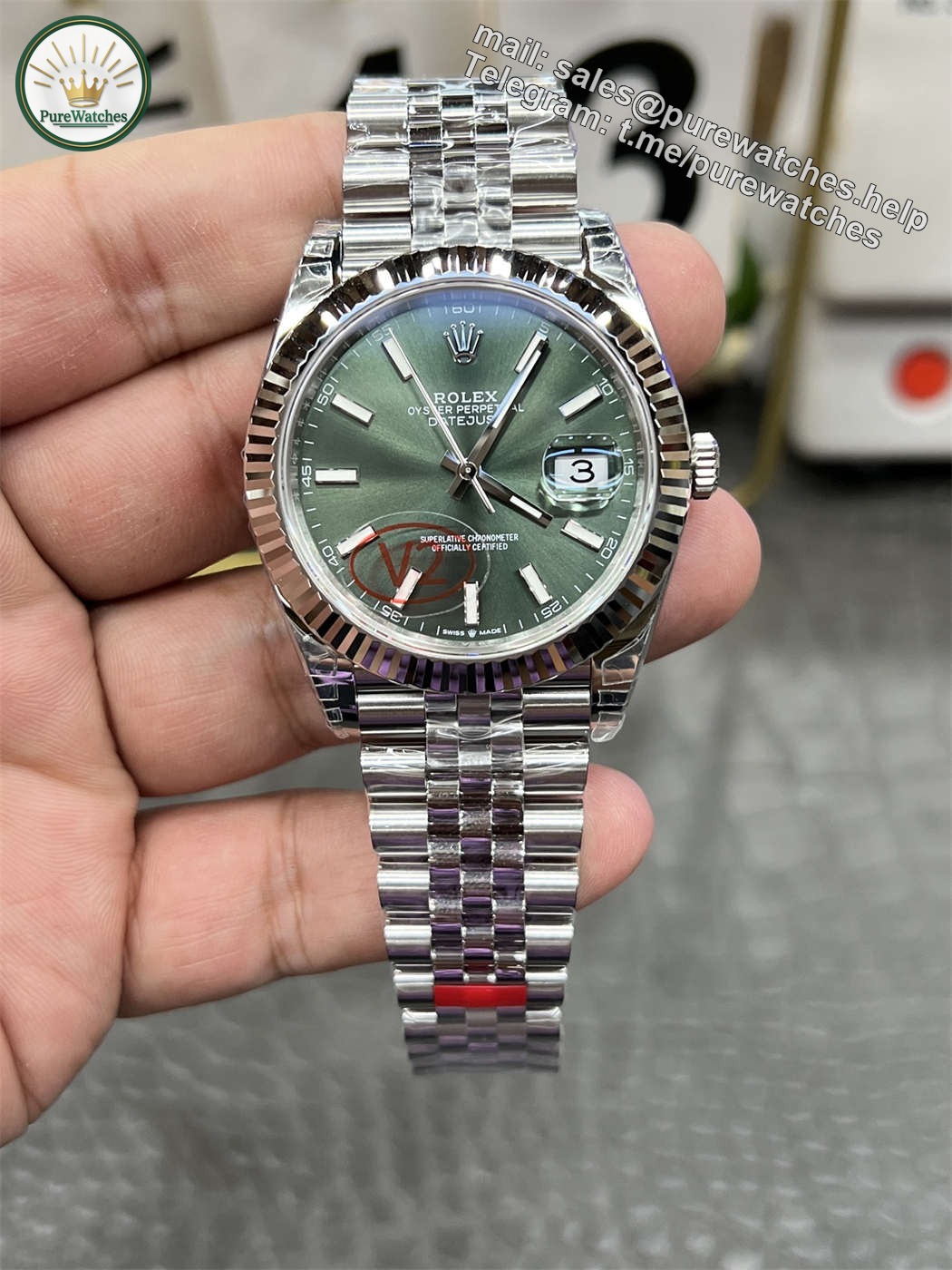 VS Factory Rolex Datejust 41 Replica – Green Dial V2 with Dandong 3235