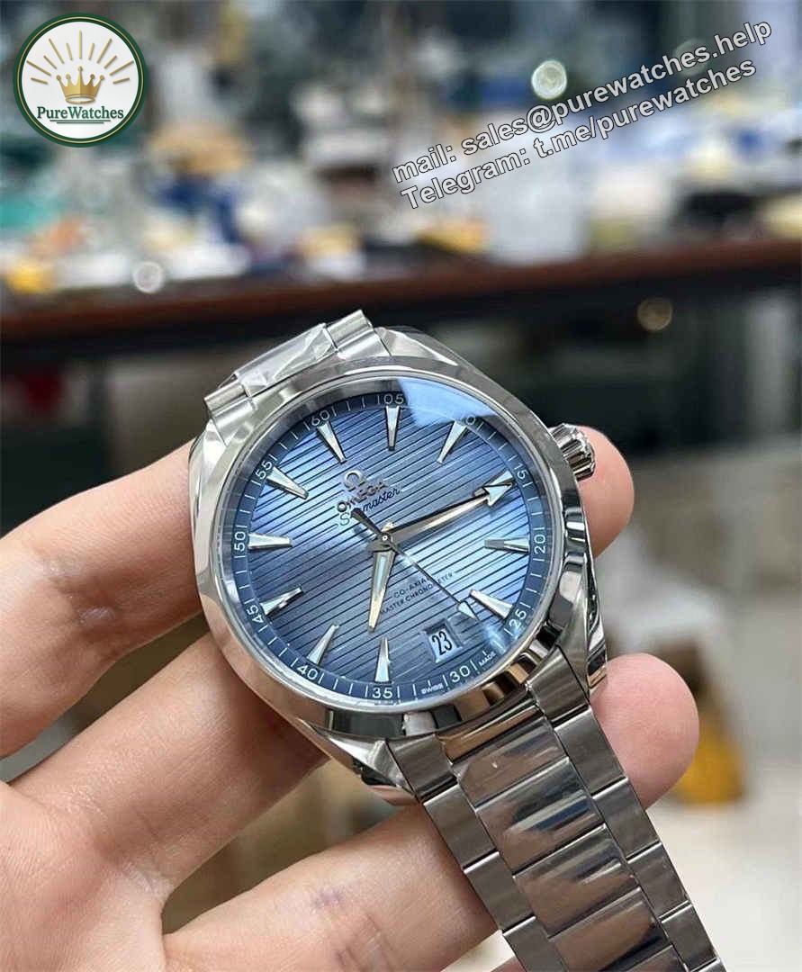 VSF Aqua Terra Summer Blue Replica – 41mm Steel Case & Full Stainless Steel Bracelet | Omega Seamaster 150M Super Clone - Image 2