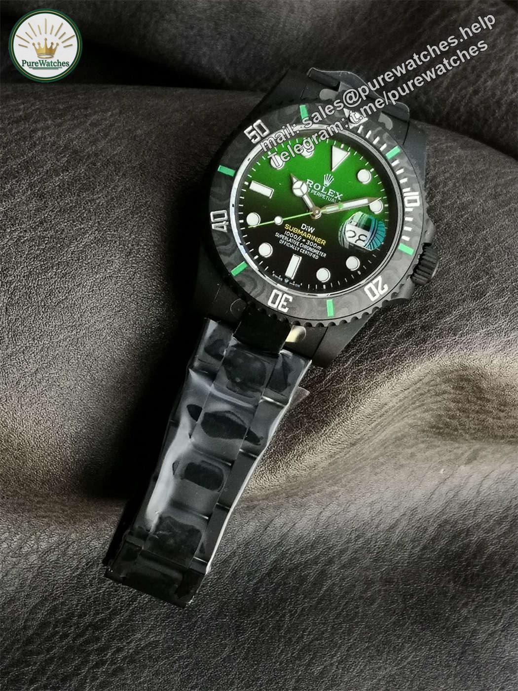 VSF DiW Submariner Gradient Green – DLC Black Steel & Carbon Bezel (VS3135) - Image 8