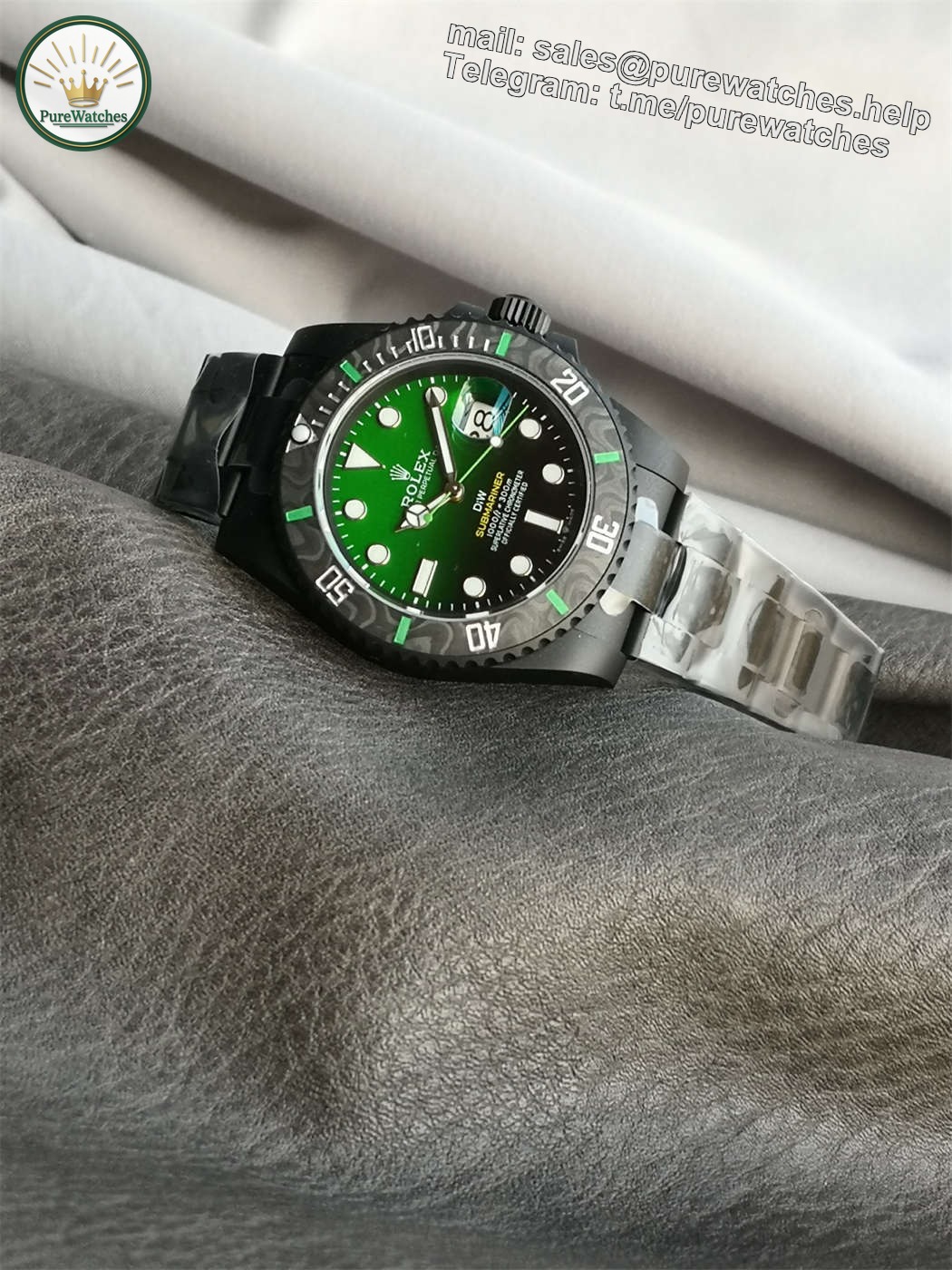 VSF DiW Submariner Gradient Green – DLC Black Steel & Carbon Bezel (VS3135) - Image 9