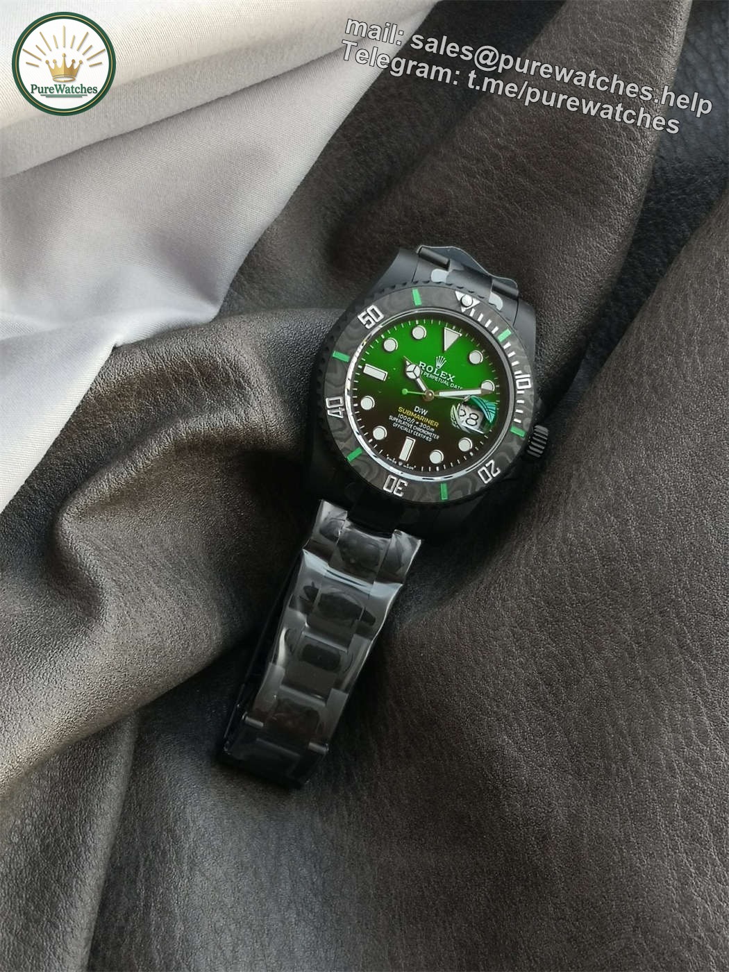 VSF DiW Submariner Gradient Green – DLC Black Steel & Carbon Bezel (VS3135) - Image 3