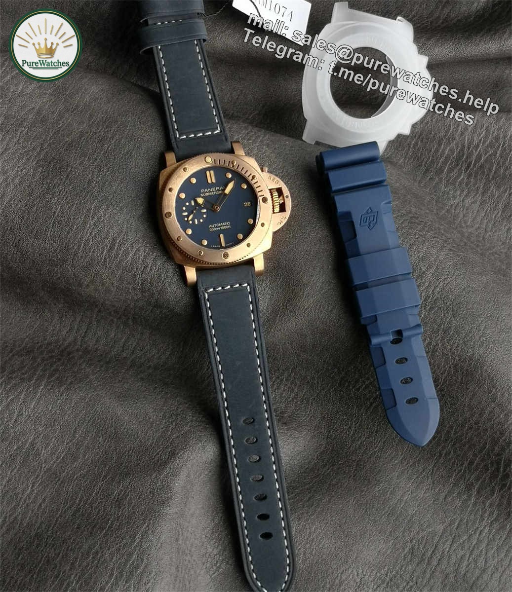 VSF Panerai PAM01074 – Bronze Submersible 42mm Blue Dial Replica Watch - Image 7