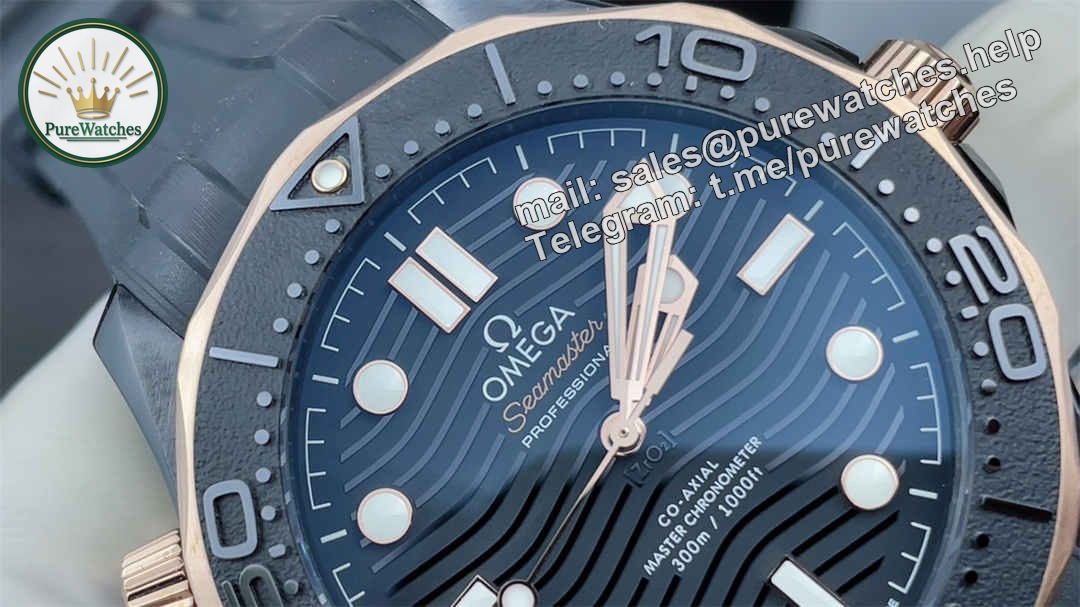 VSF Seamaster 300M Black & Rose Gold Replica – 43.5mm Diver Watch with Black Dial - Image 4