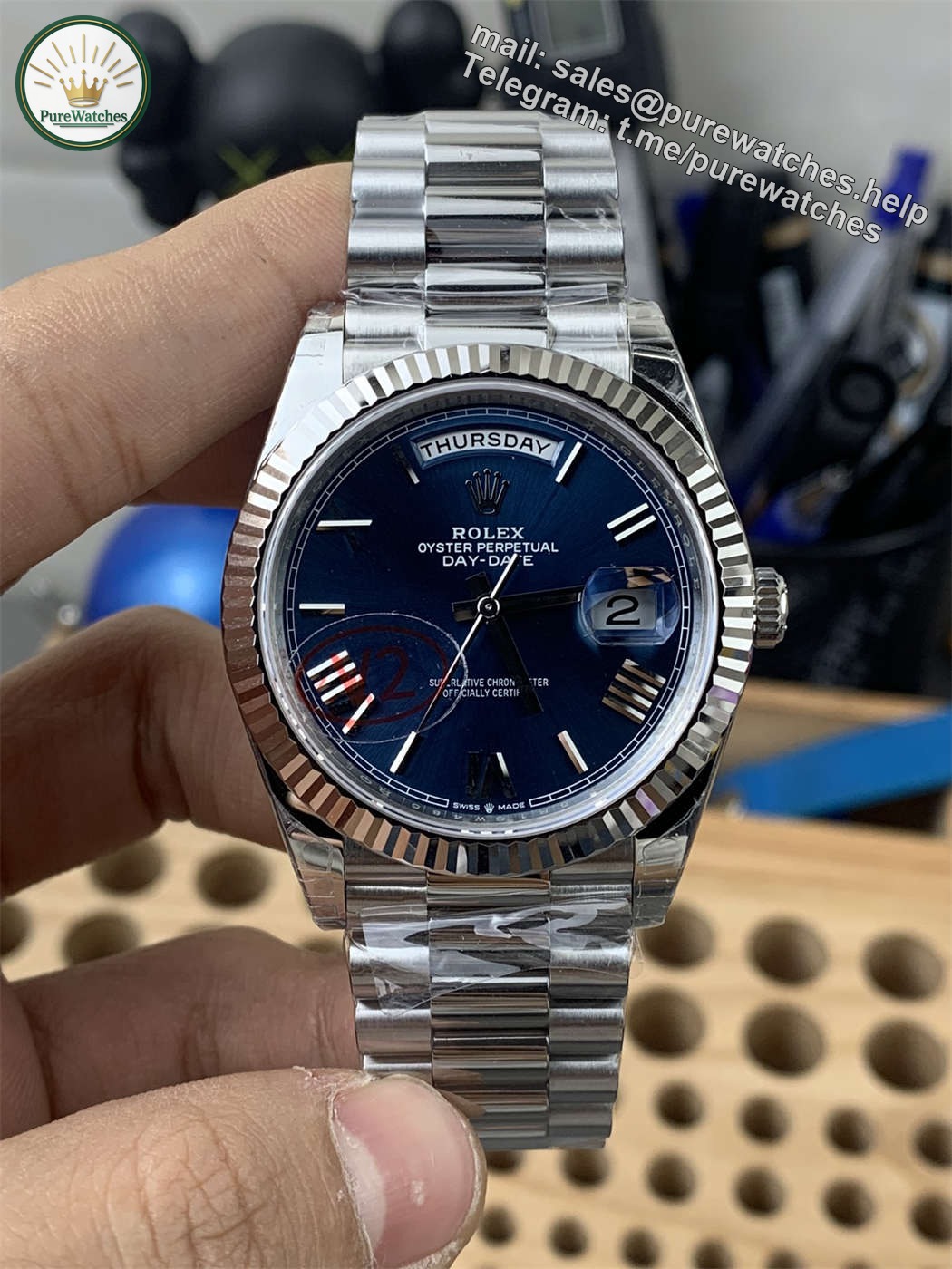 VSF Tungsten Day-Date 40 Bright Blue – 228239 White Gold (182g Weighted)
