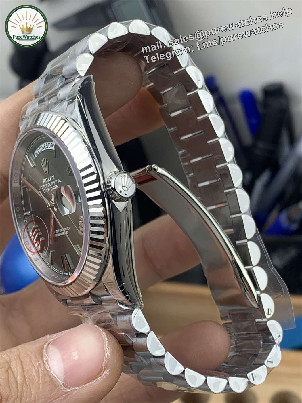 VSF Tungsten Day-Date 40 Olive Green – 228239 White Gold (182g Weighted) - Image 4