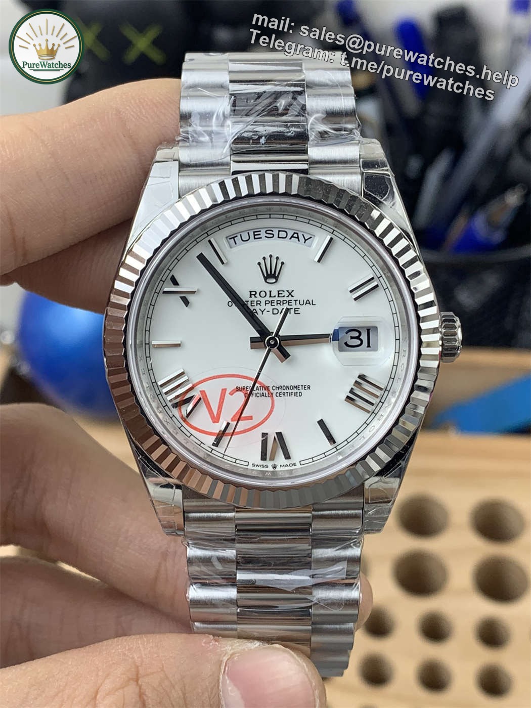 VSF Tungsten Day-Date 40 White Roman – 228239 White Gold (182g Weighted)