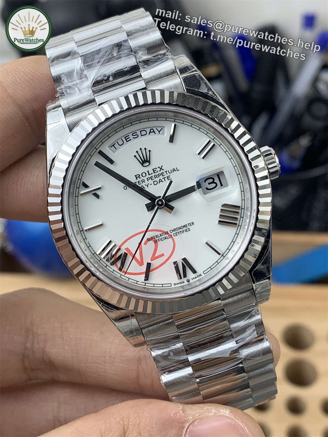 VSF Tungsten Day-Date 40 White Roman – 228239 White Gold (182g Weighted) - Image 2
