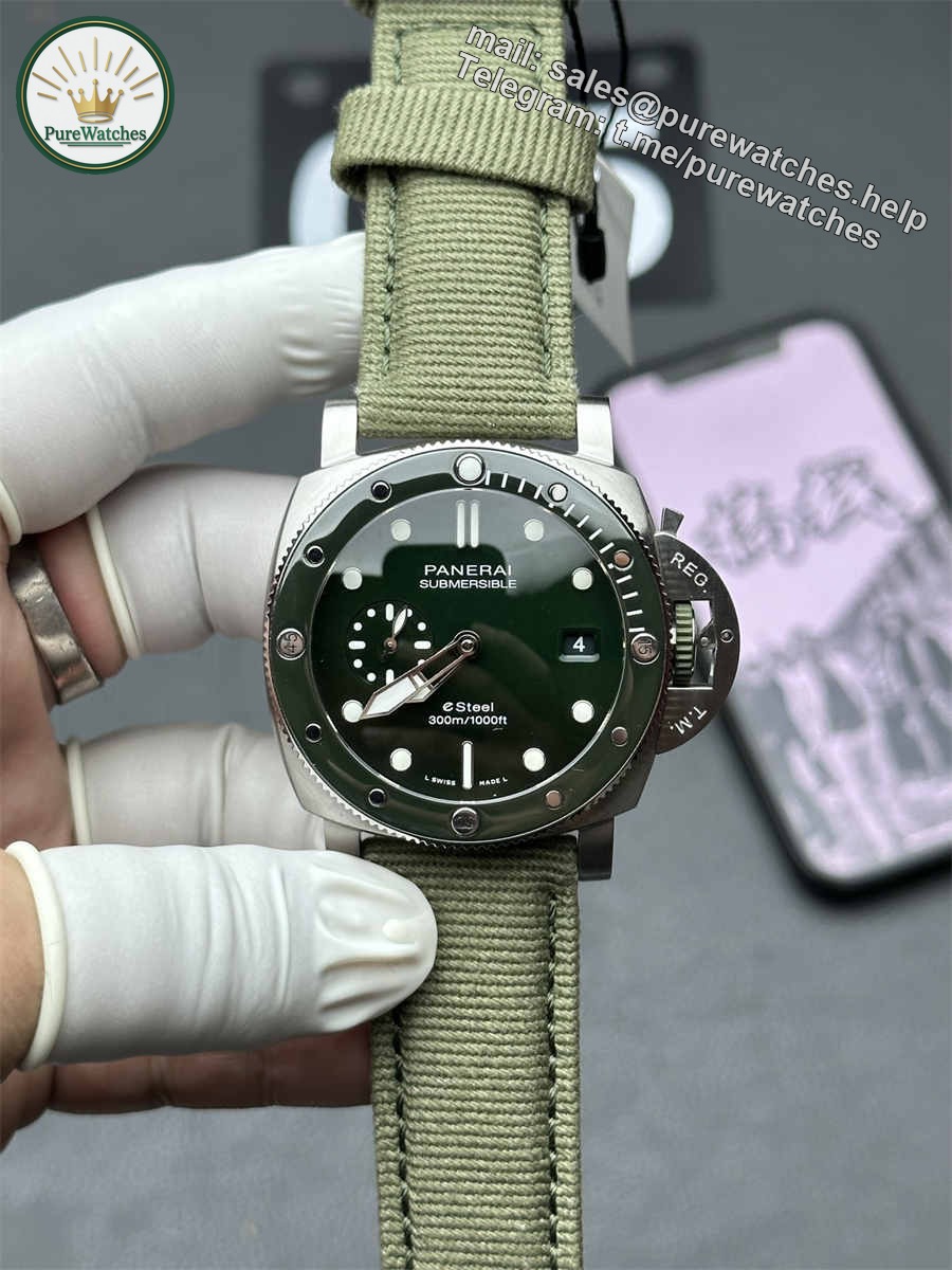VSF Watches Panerai PAM1287 – 44mm Submersible eSteel Super Clone with Green Dial & P.900 Movement