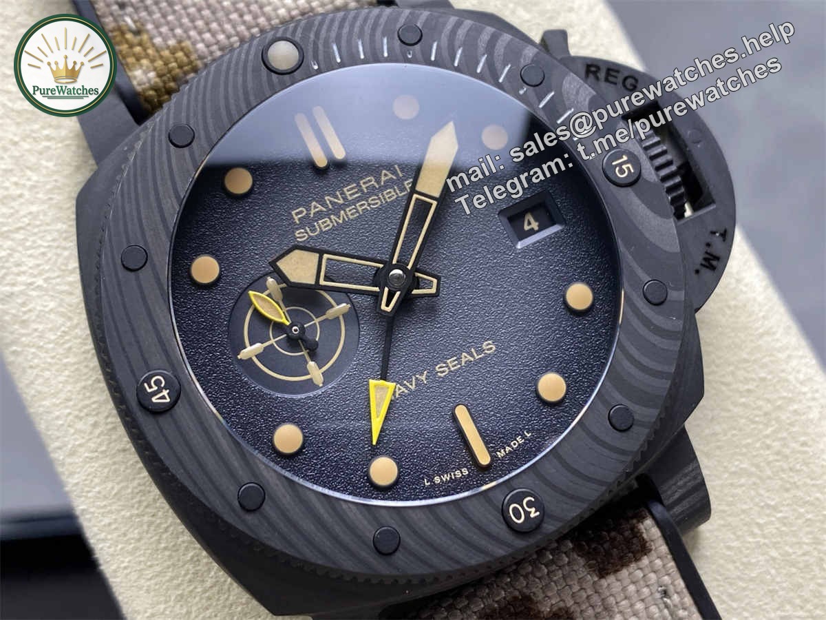 VSF Watches Panerai PAM1513 Submersible Navy SEALs 44mm Carbotech – Military Desert Edition Replica - Image 5