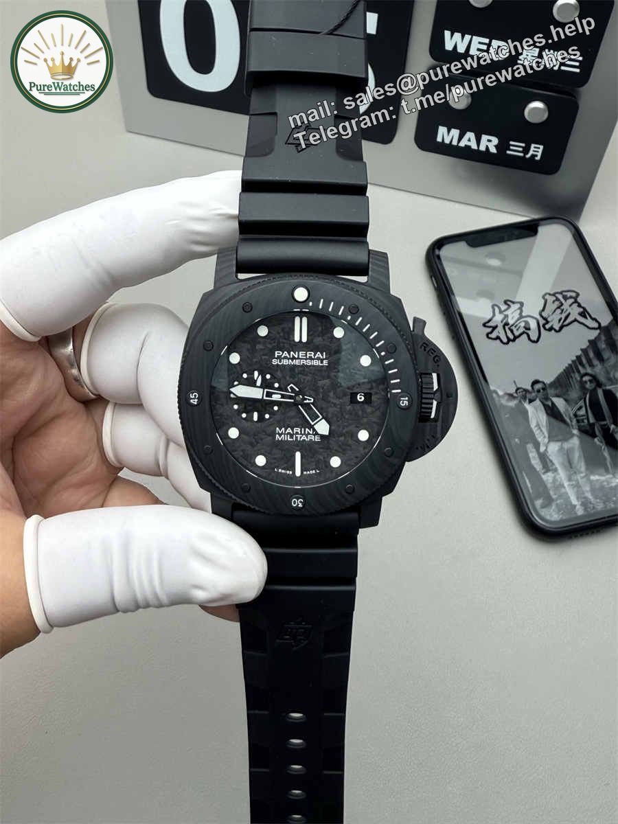 VSF Watches Panerai PAM979 – 47mm Submersible Carbotech Super Clone with P.9000 Movement