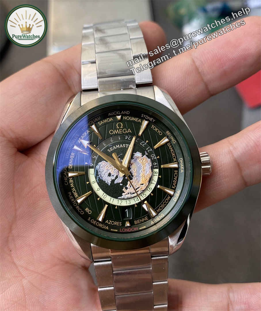 VSF Worldtimer Green Replica – Stainless Steel Aqua Terra Green Dial Watch