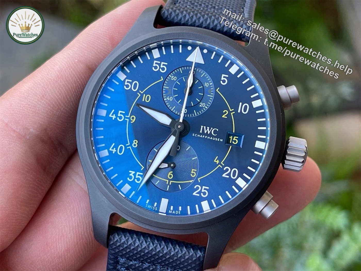 ZF Factory IWC Pilot Replica IW389008 – Blue Angels Ceramic Chronograph - Image 3